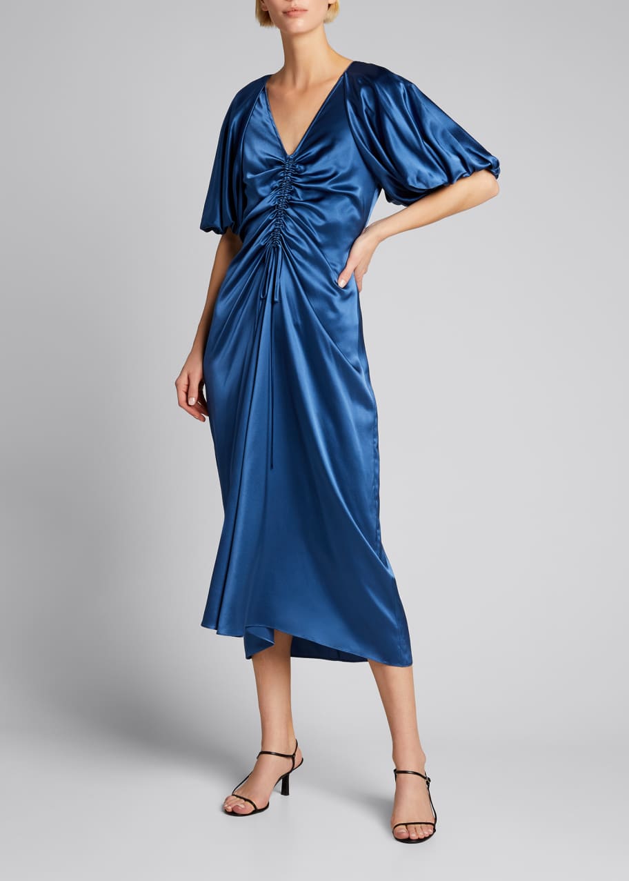 lee mathews silk dress Lee Mathews Cassandra Silk Short Sleeves Midi Dress 2