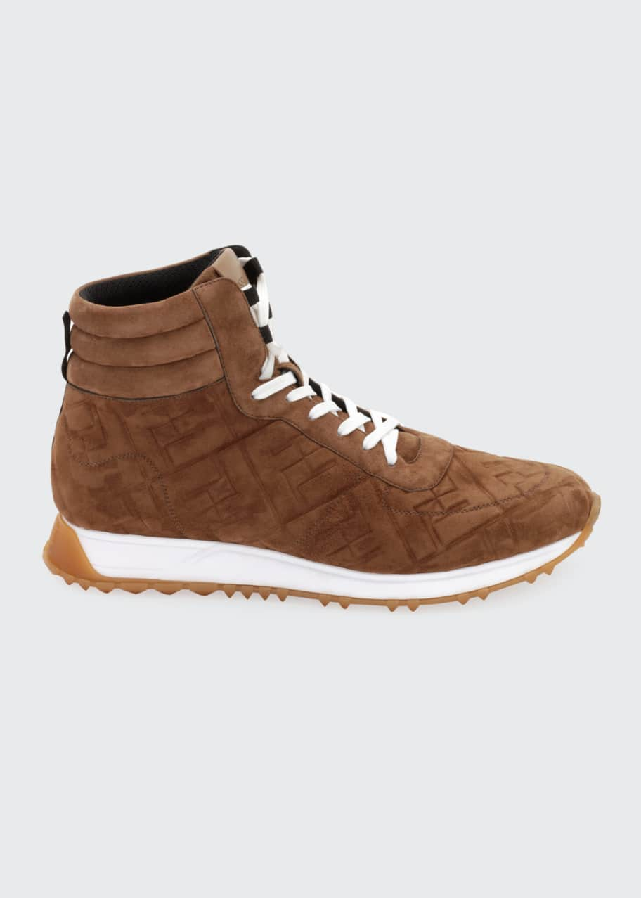 Men's FF Embossed Suede High-Top Sneakers