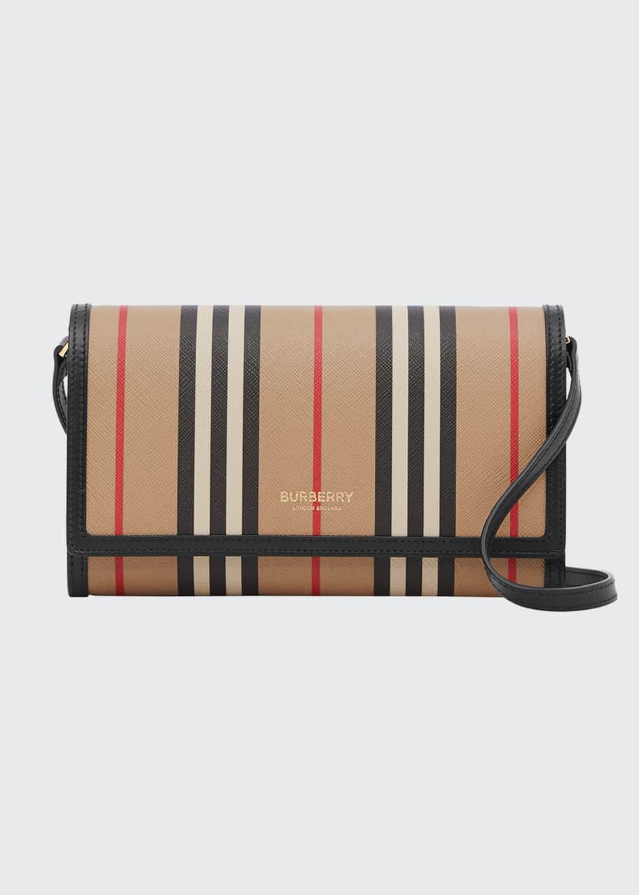 Burberry Hannah Icon Stripe Archive Tan E-Canvas Leather Wallet Crossbody Bag main image 0