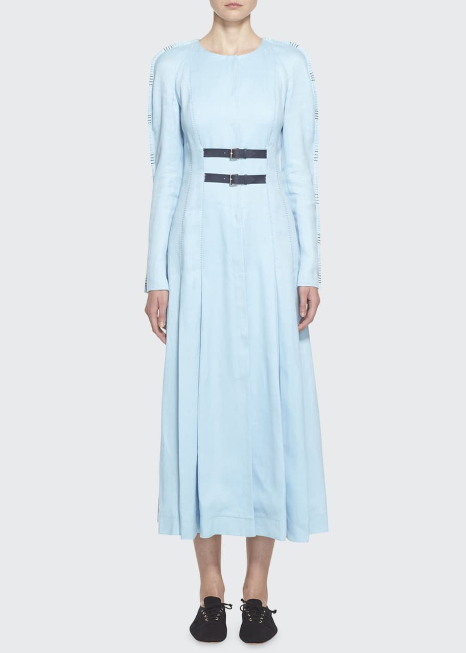 Image 1 of 1: Arianna Linen Raglan-Sleeve Dress