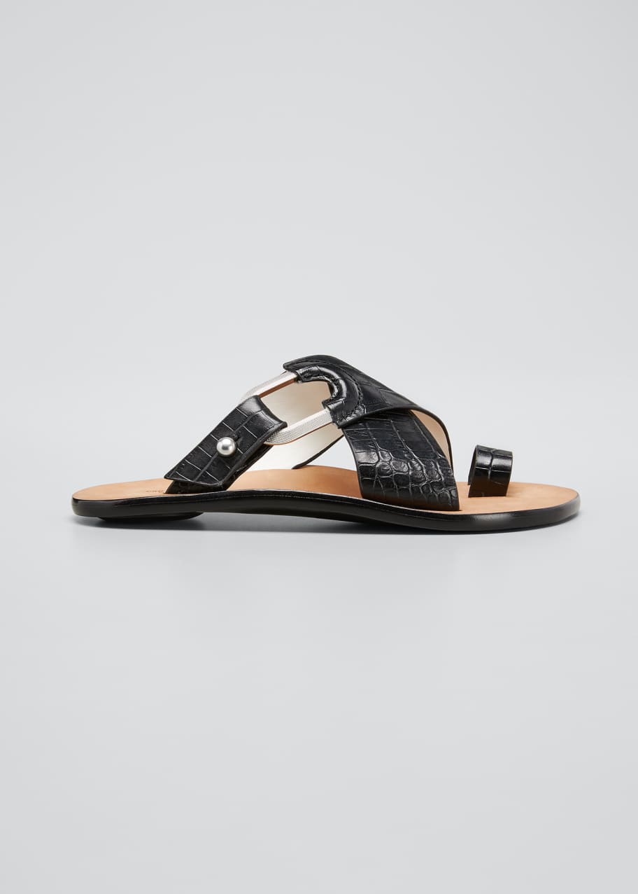 Image 1 of 1: August Mock-Croc Slide Sandals