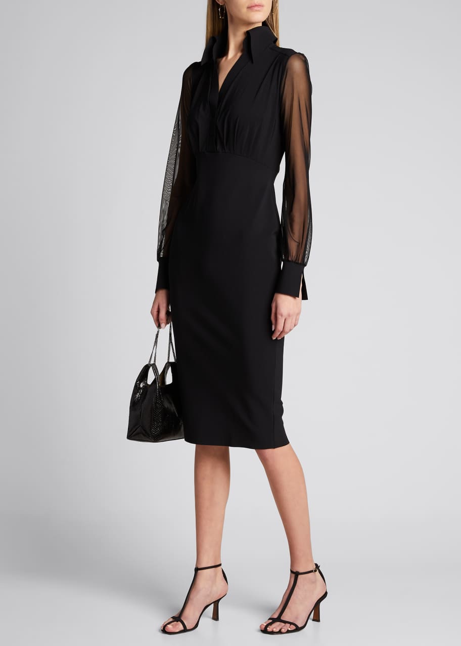 Chiara Boni La Petite Robe Organza-Sleeve Body-Con Dress - Bergdorf Goodman