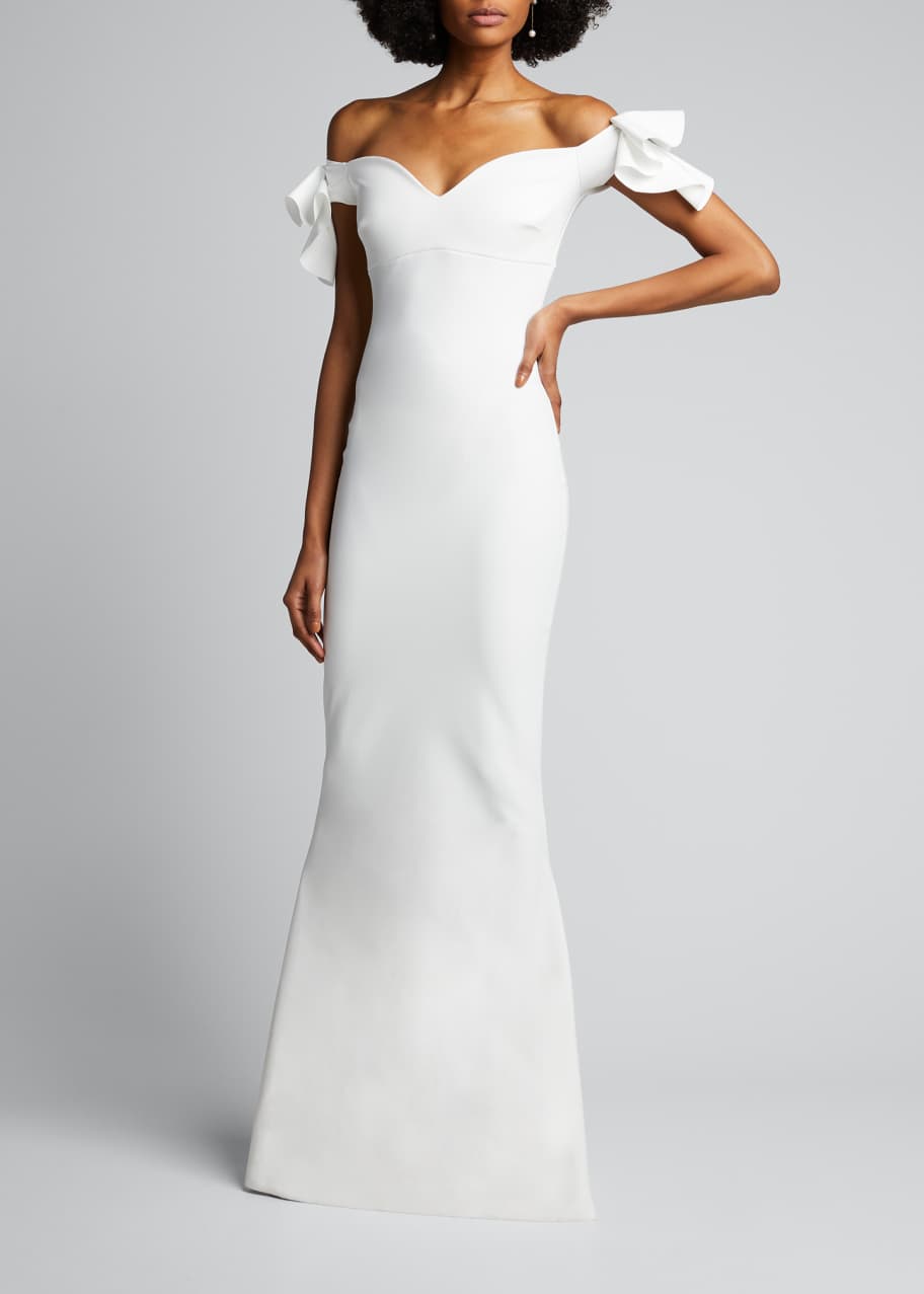 Image 1 of 1: Ruffle-Sleeve Sweetheart Mermaid Gown