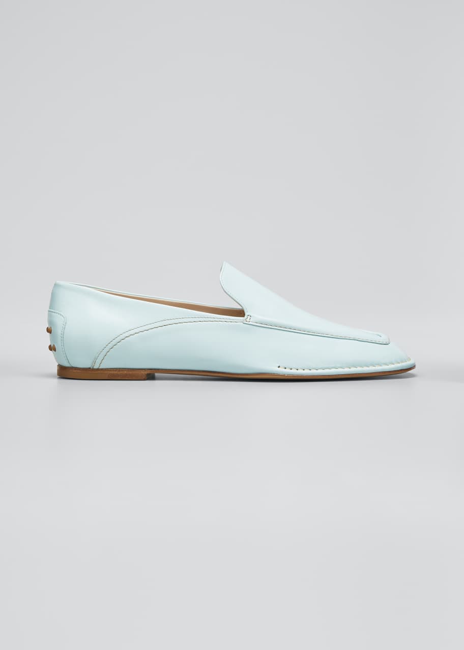 Image 1 of 1: Square-Toe Leather Mocassino Loafers