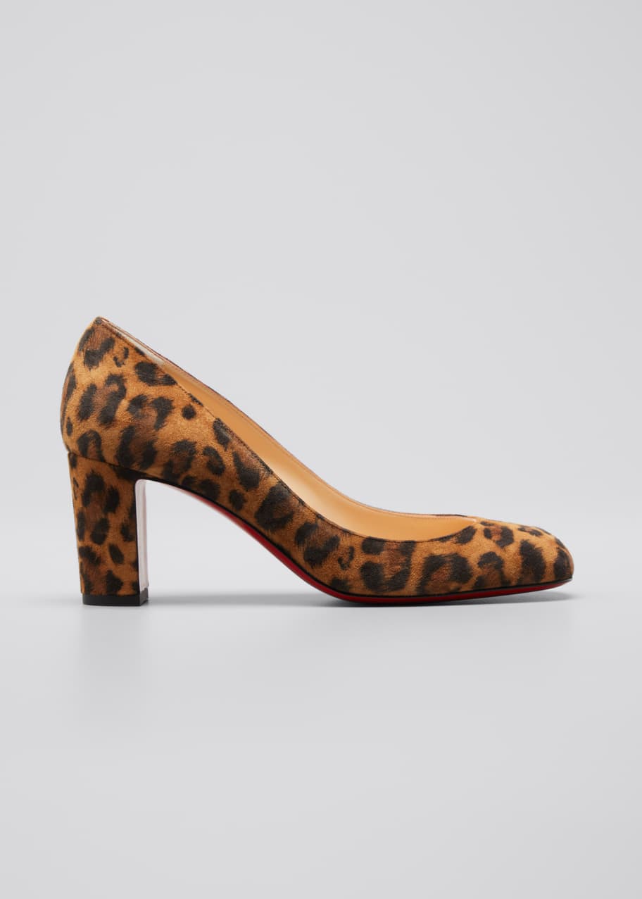 Image 1 of 1: 70mm Leopard-Print Suede Red Sole Pumps