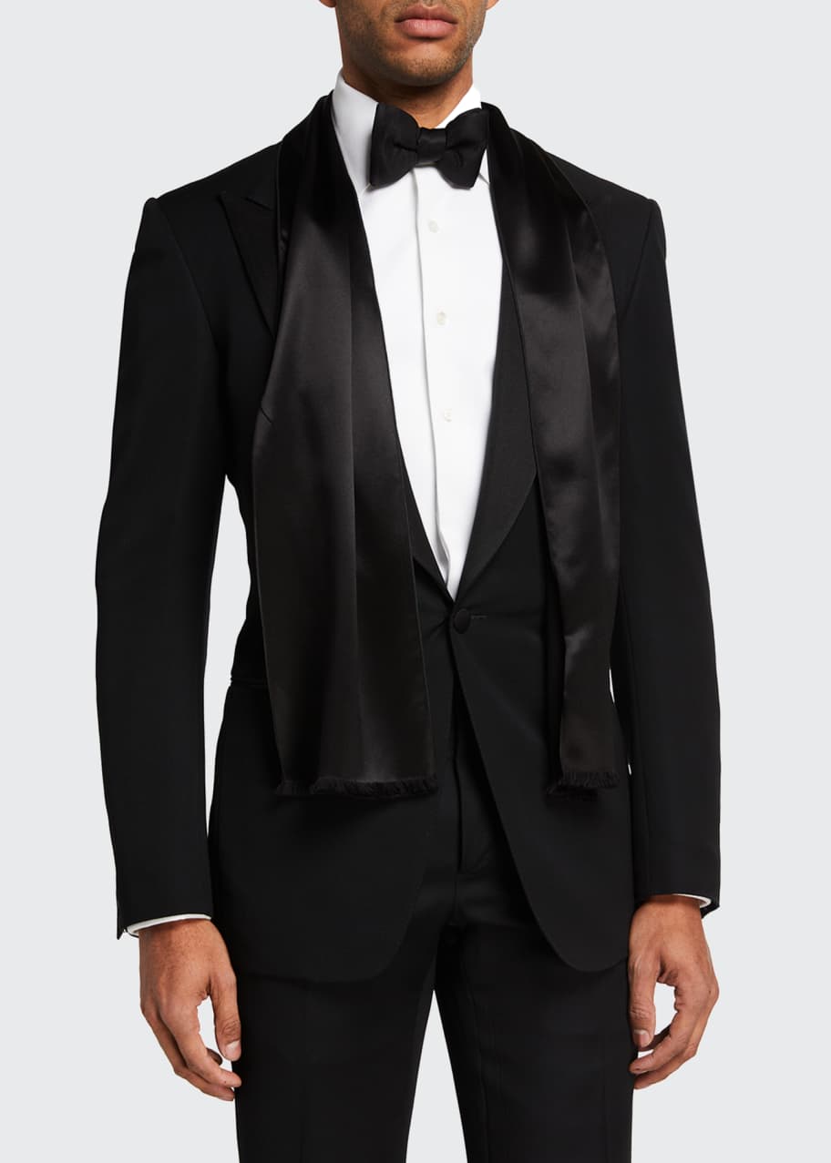 Men s Solid Satin Evening Scarf