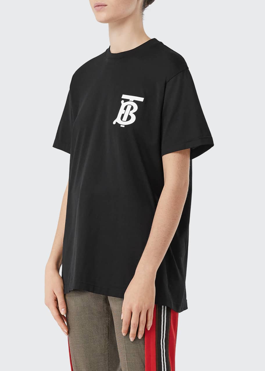 Emerson Oversized T-Shirt with TB Monogram, Black