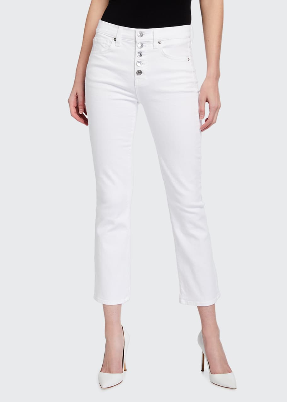 Image 1 of 1: Carolyn Button-Front Cropped Flare Jeans