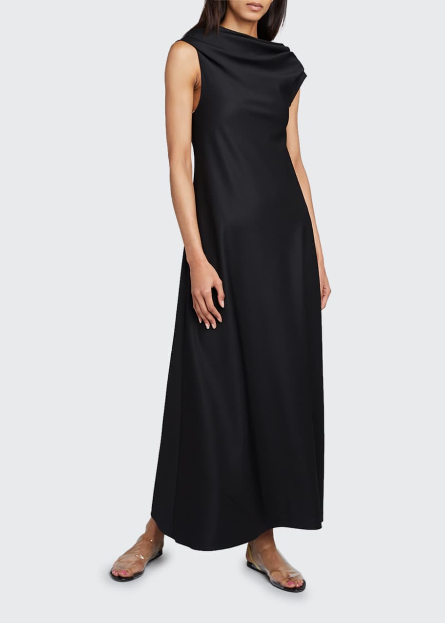 knee length dresses for ladies Crystal Embellished Crepe Maxi Dress with An Opened Back 46 (FR) / Black