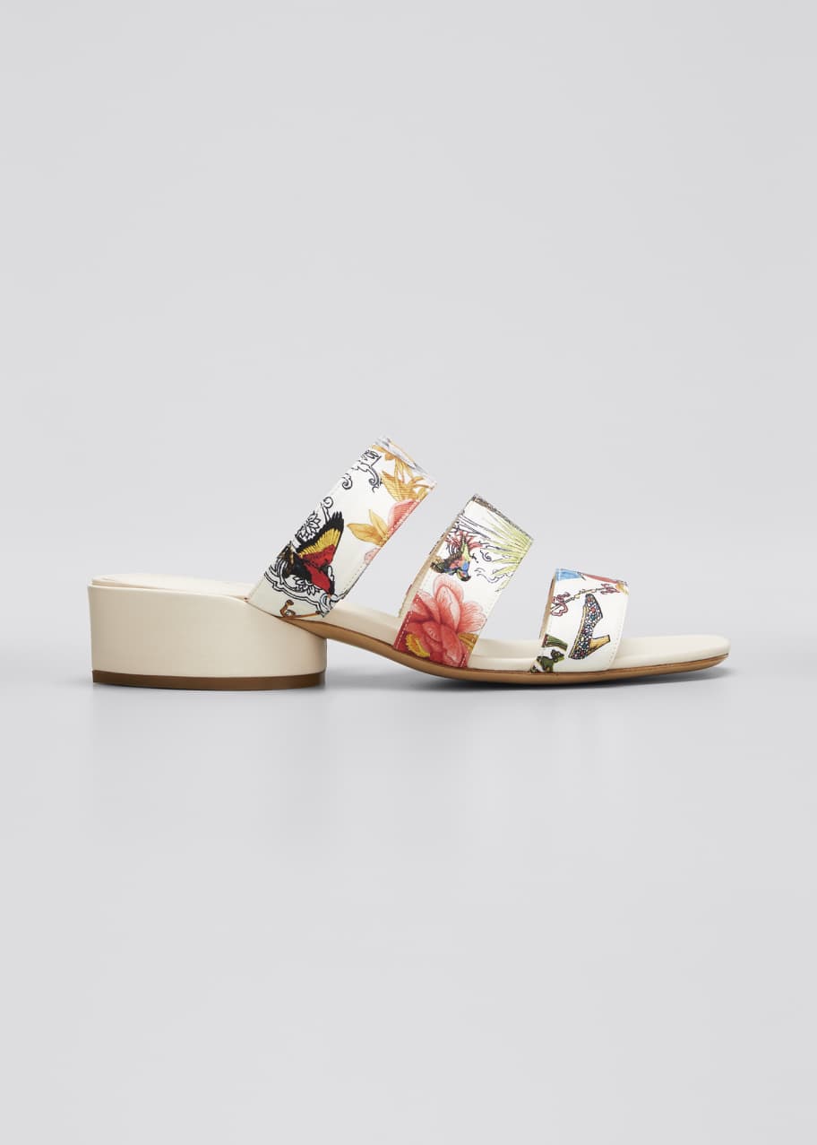 Image 1 of 1: Maya Printed Leather Slide Sandals - Silk Capsule Collection