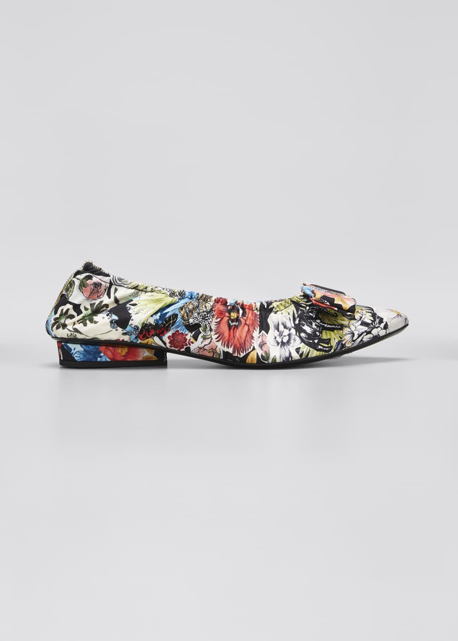 Ferragamo Viva Ruched Floral Bow Ballet Flats Bergdorf Goodman