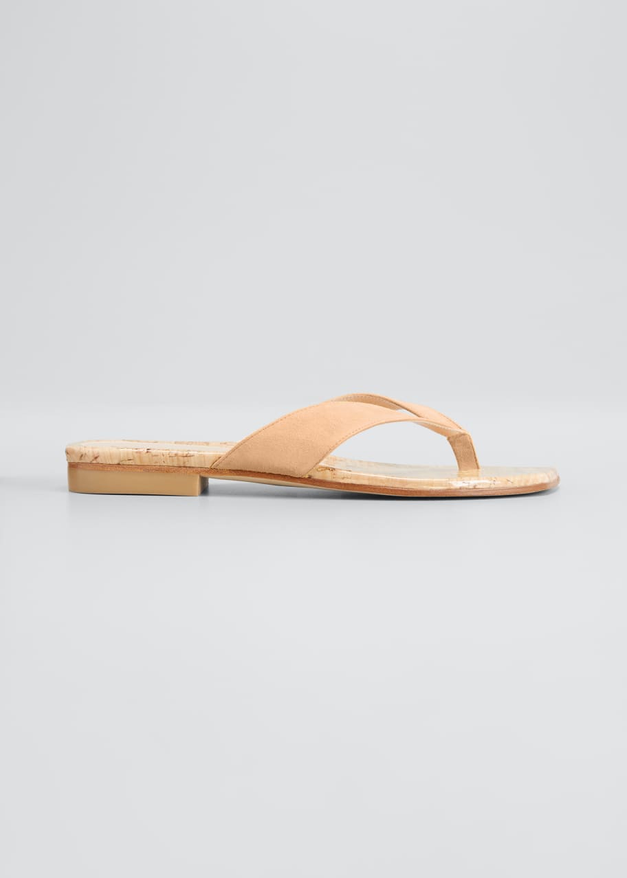 Stuart Weitzman Aldona Flat Cork Thong Sandals Bergdorf Goodman