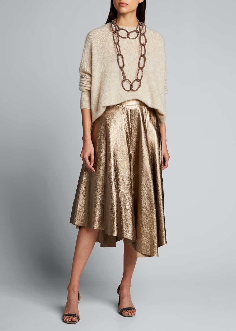 Image 1 of 1: Metallic Leather Asymmetric Skirt