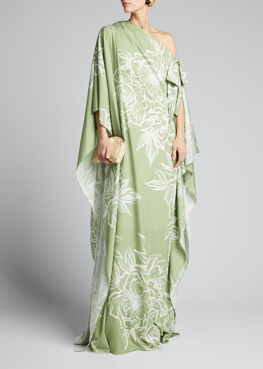 Badgley Mischka Collection Off Shoulder Floral Print Caftan Gown Bergdorf Goodman