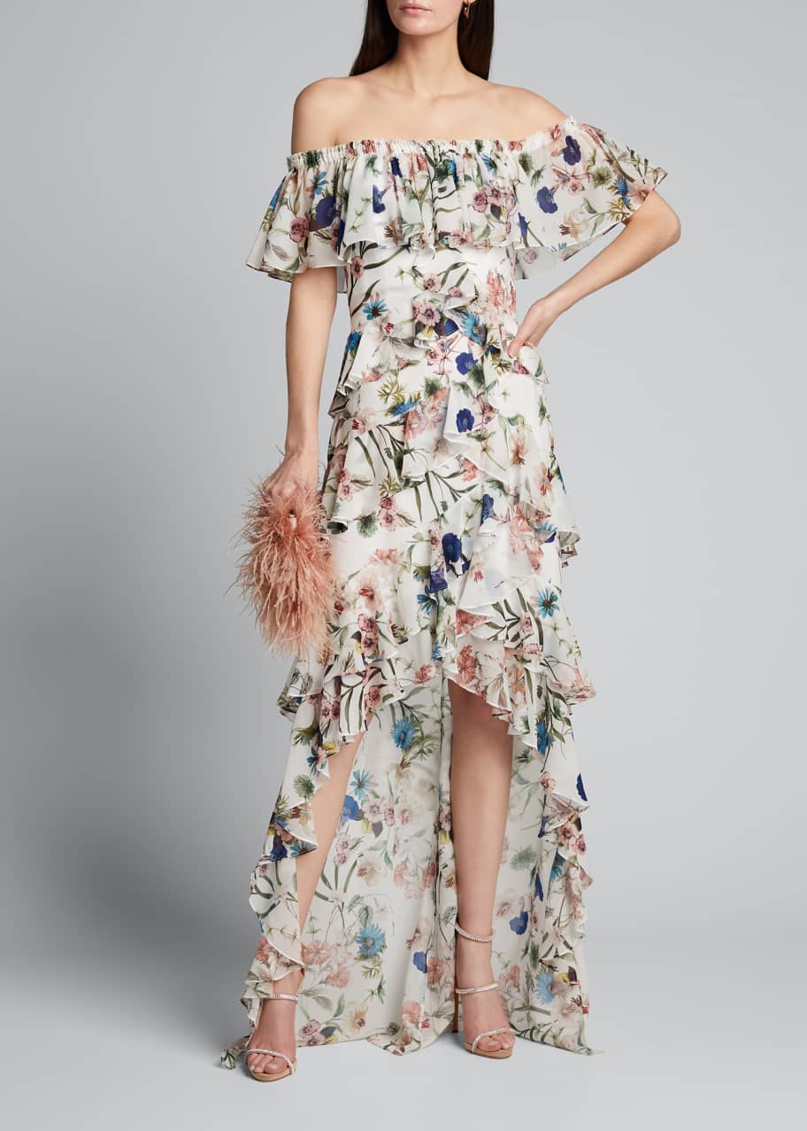 Badgley mischka off hot sale the shoulder dress