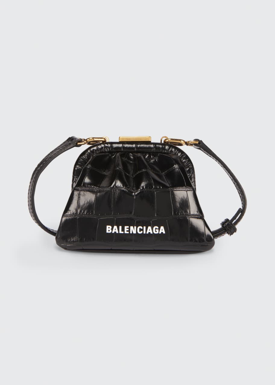 Balenciaga Cloud Mini Mock Croc Coin Purse with Strap Bergdorf Goodman
