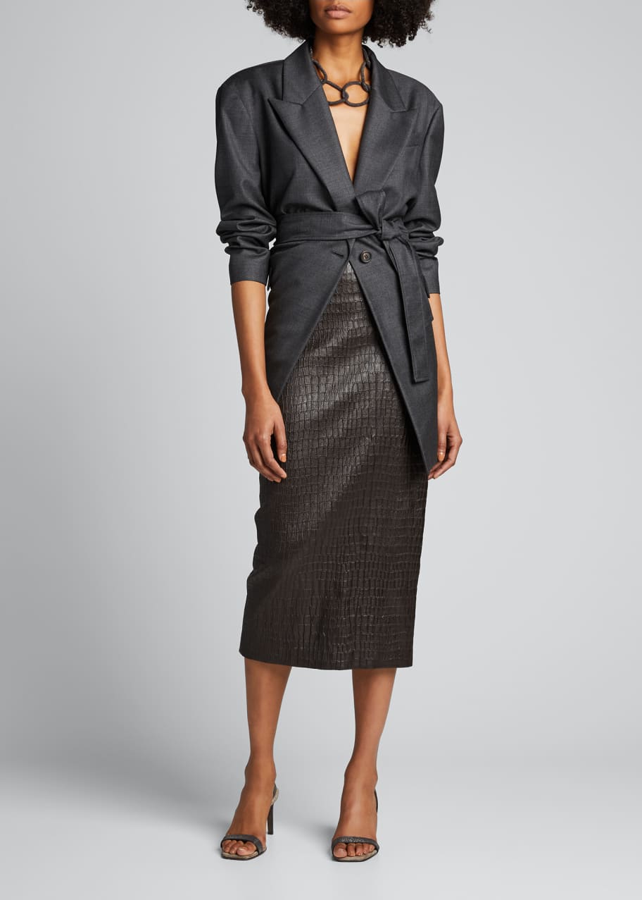Brunello Cucinelli Tie-Waist Wool Suiting Jacket - Bergdorf Goodman