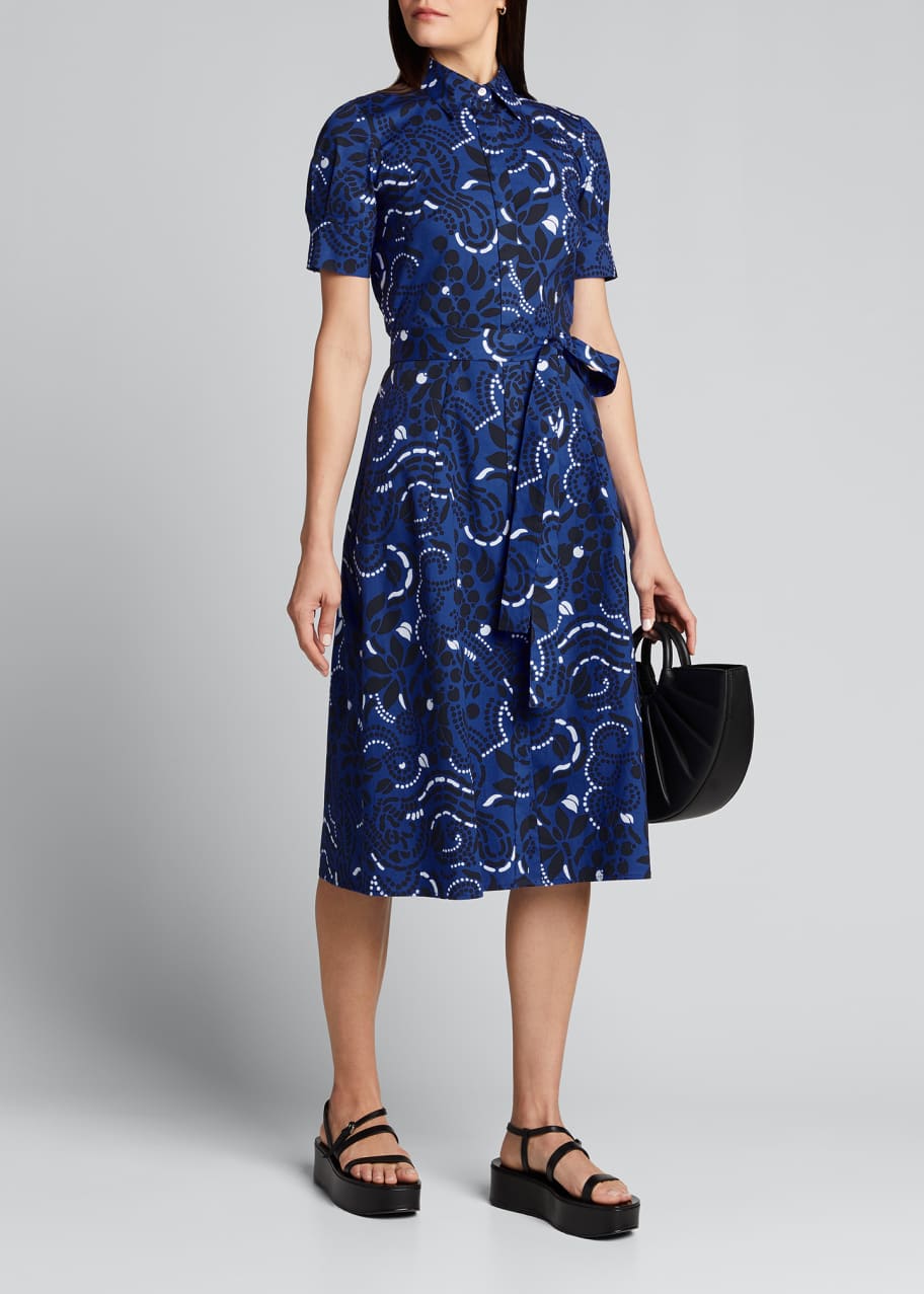 Image 1 of 1: Floral Print Belted Shirtdress
