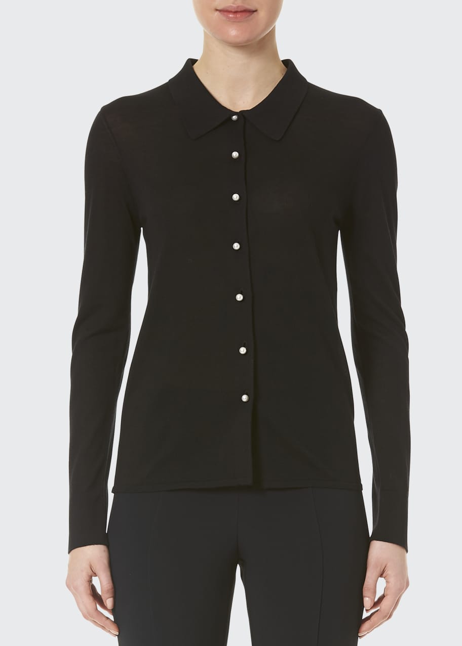 Image 1 of 1: Knit Button-Down Shirt