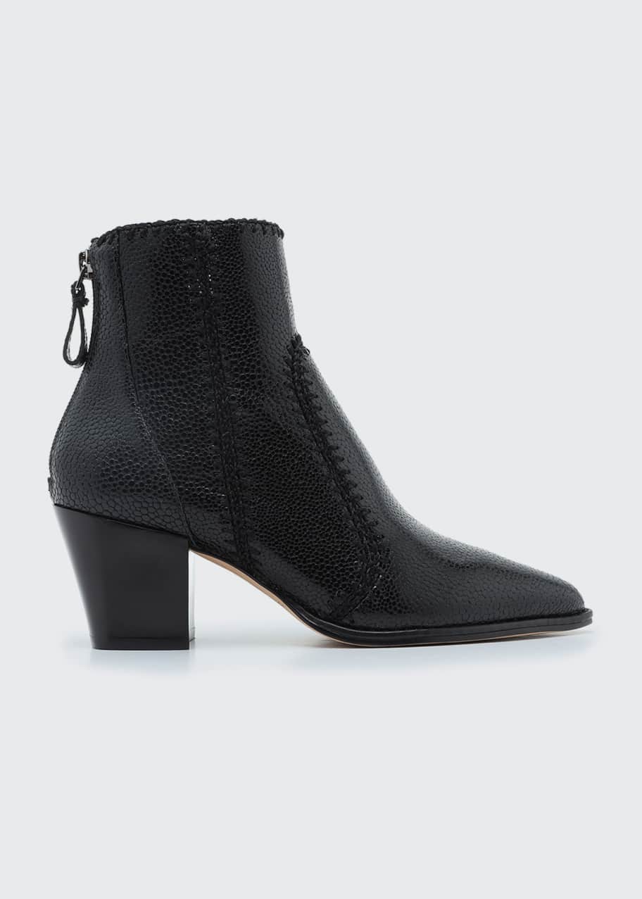 Alexandre Birman Benta Stitched Embossed Leather Booties Bergdorf Goodman