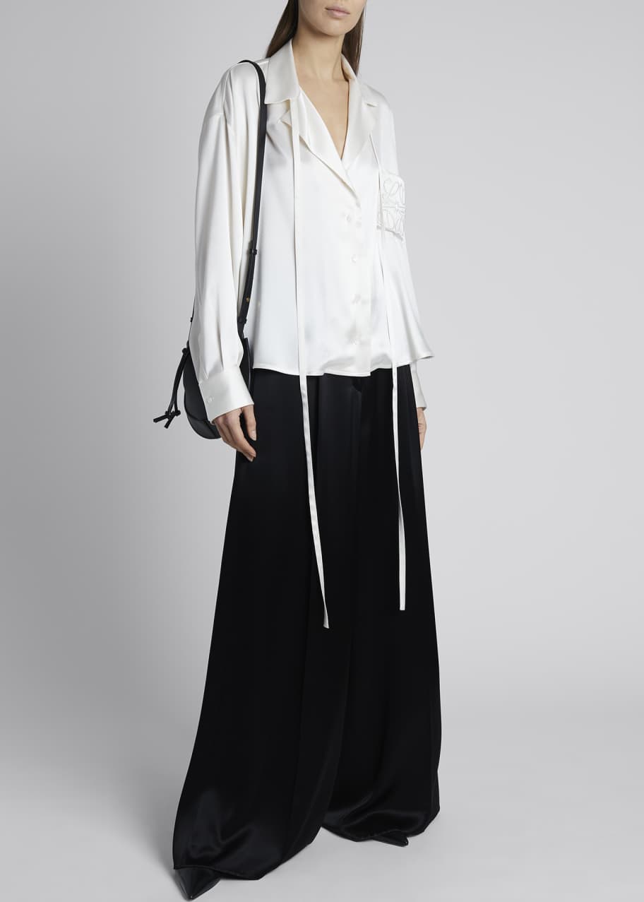 Loewe Satin Anagram Pajama Blouse Bergdorf Goodman