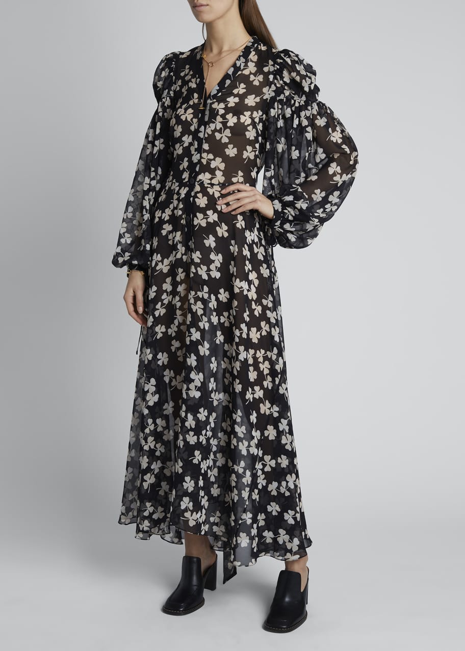 sachin and babi light blue dress Ruffle Floral Chiffon Wrap Dress S