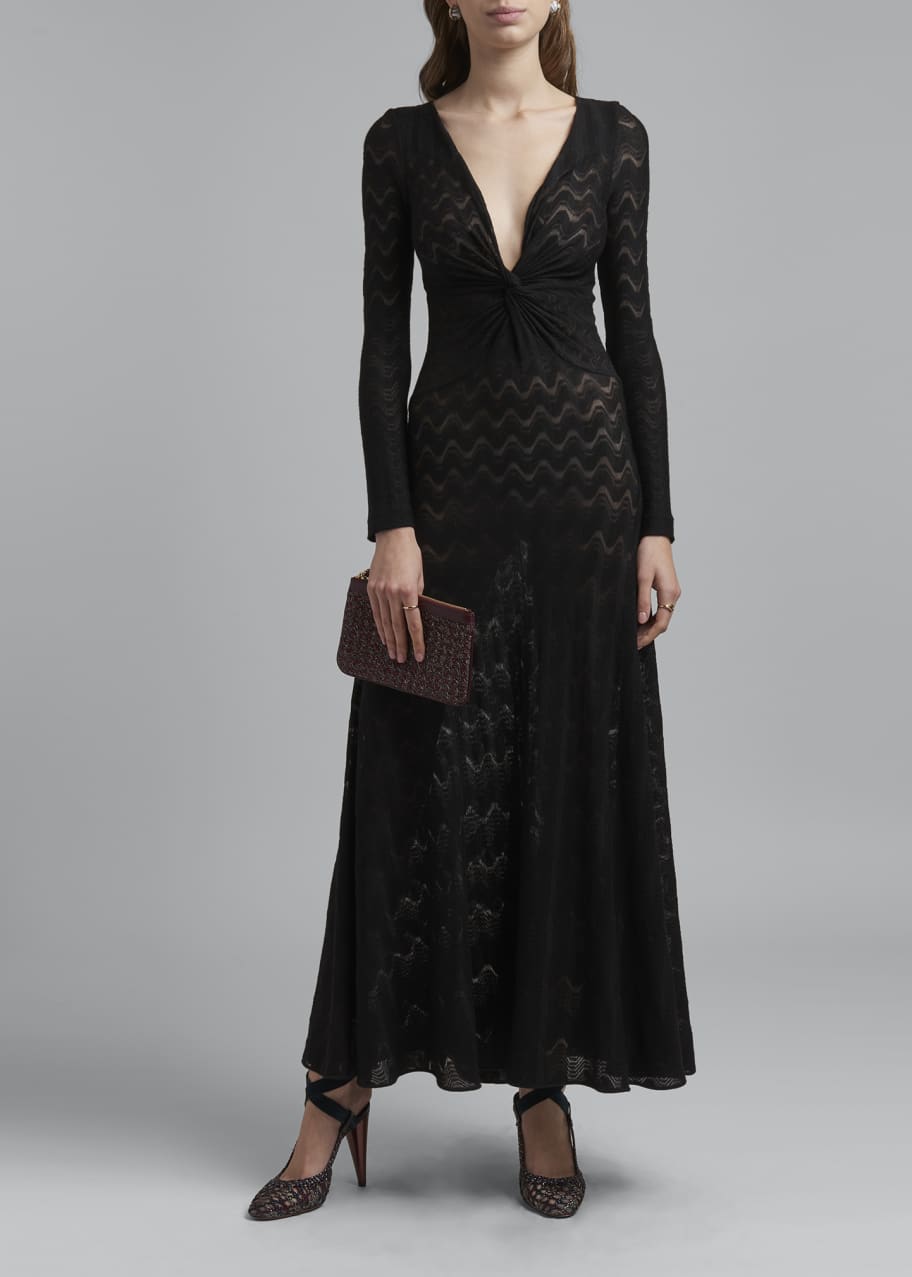 missoni sheer dress Missoni Sheer Wavy-Striped V-Neck Maxi Dress