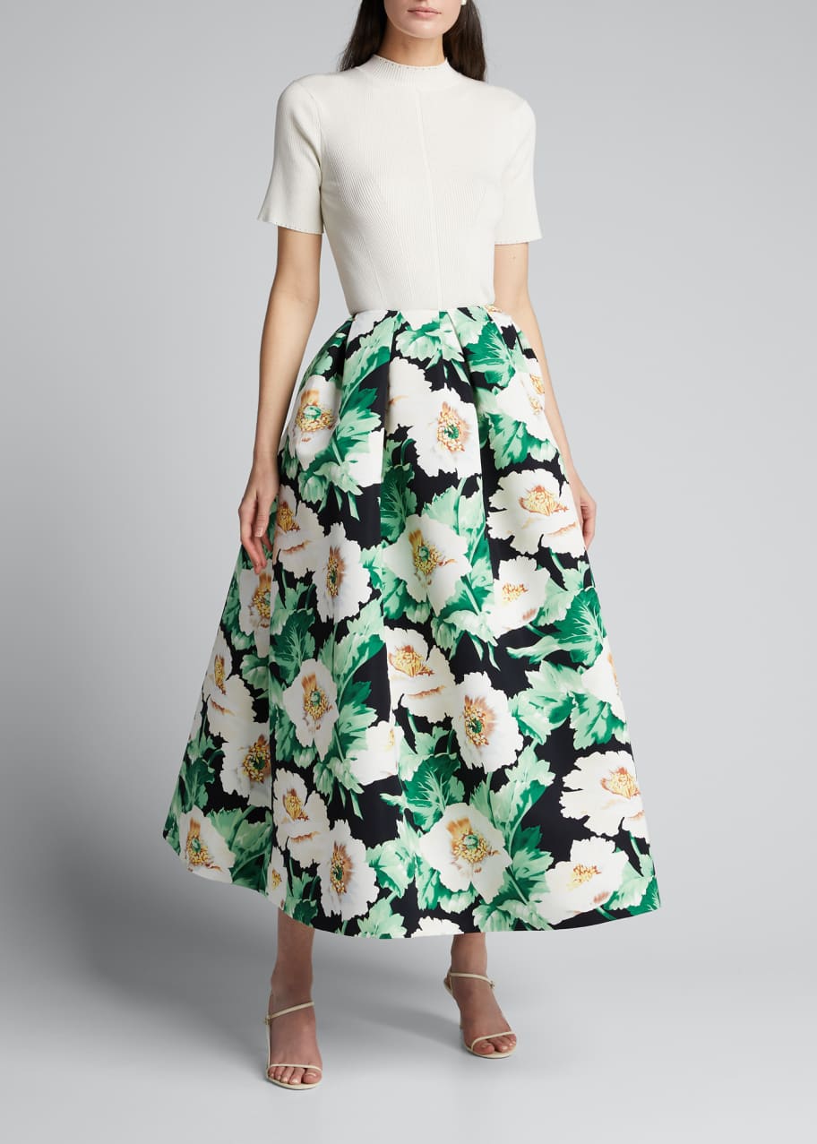 Image 1 of 1: Floral Print Full Party Skirt