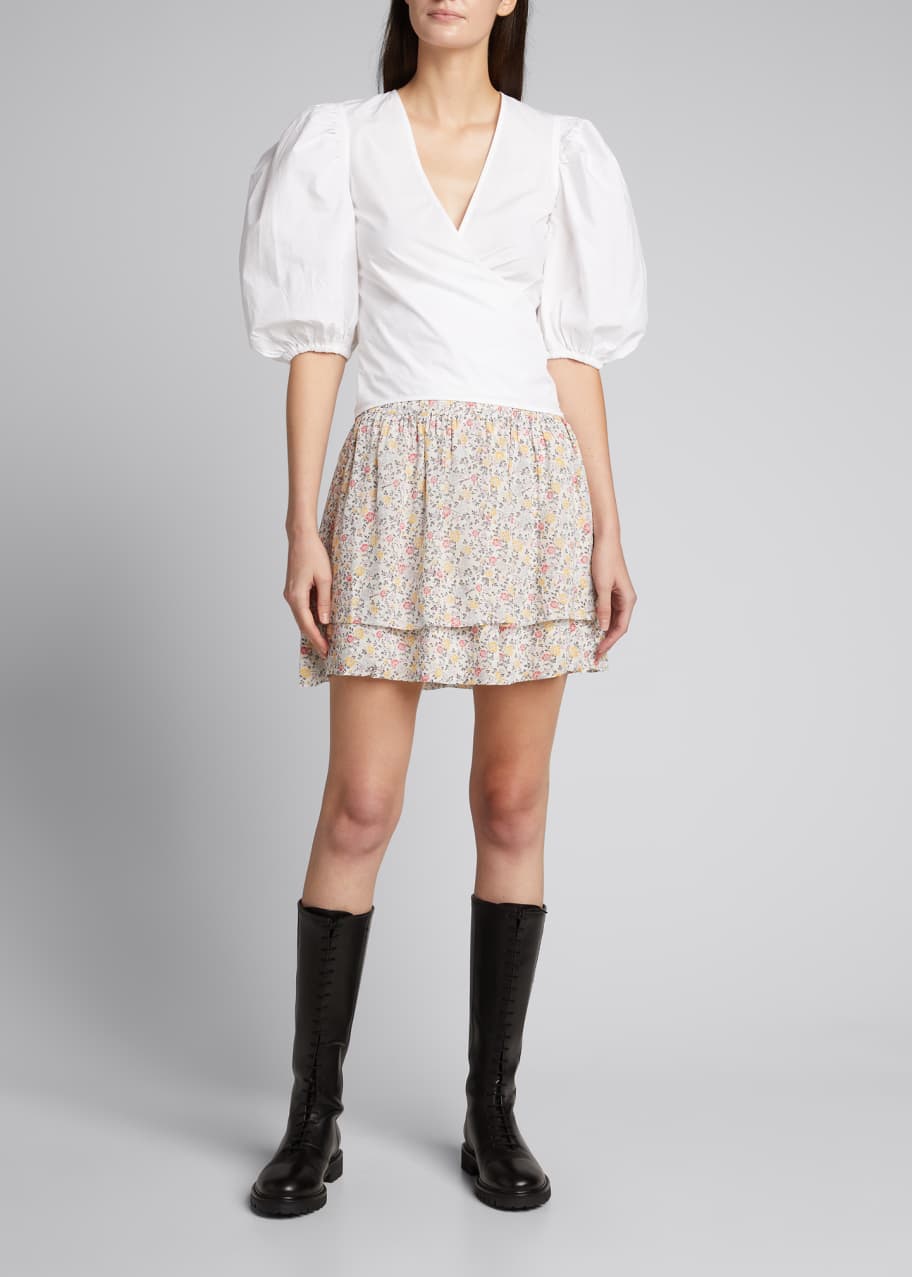 Image 1 of 1: Floral Print Layered Frill Mini Skirt