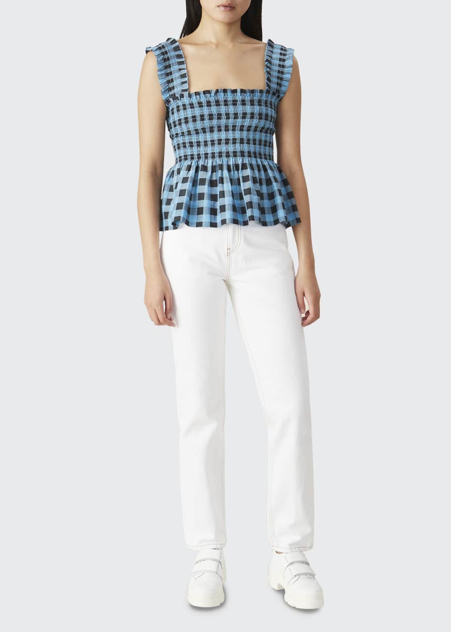 Ganni smocked top clearance