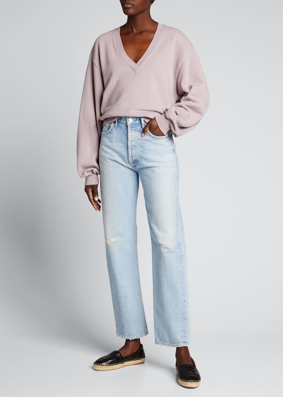 AGOLDE V Neck Balloon Sleeve Sweatshirt Bergdorf Goodman