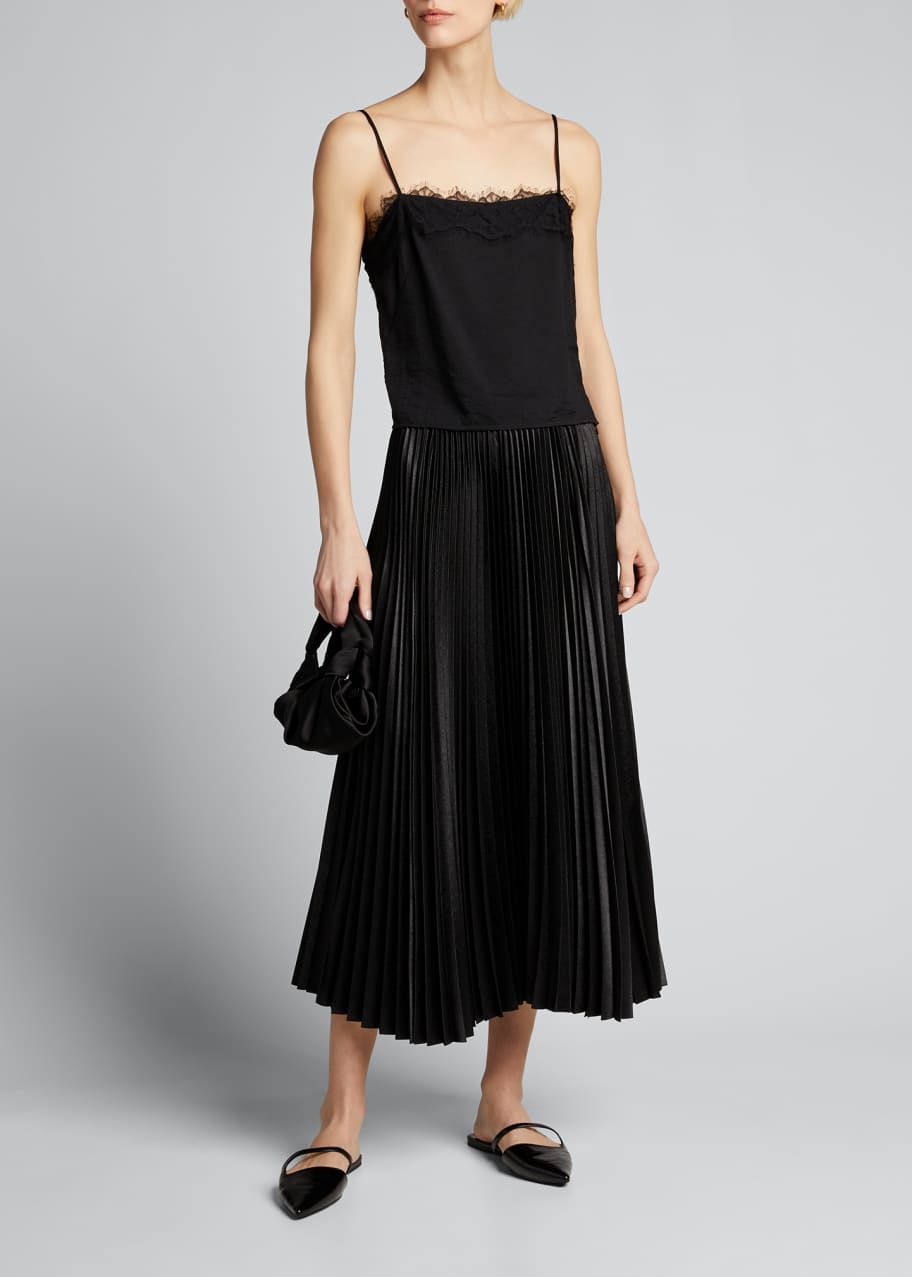 vince lace trim pleated dress Vince Lace-Trim Cami