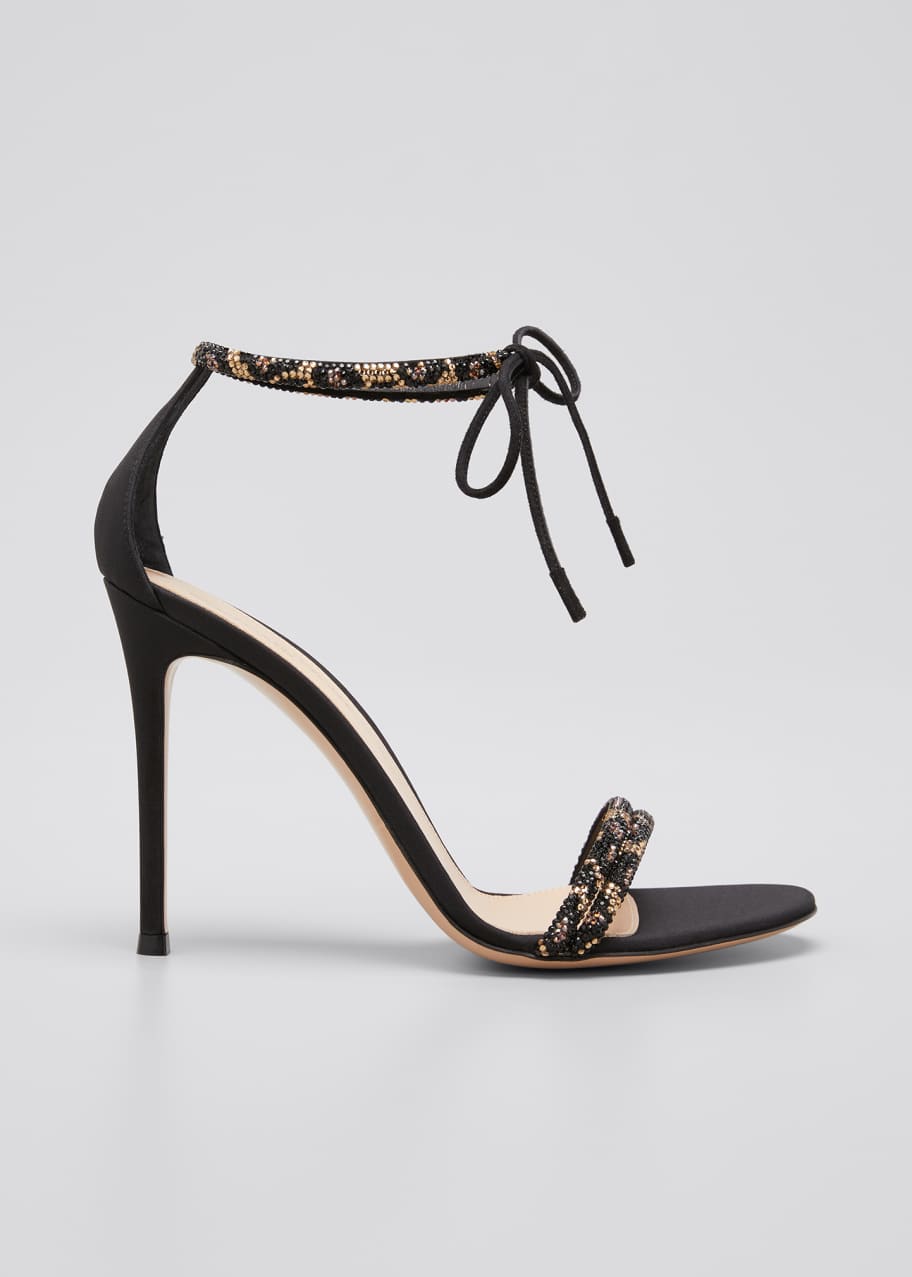 Gianvito Rossi Leo 105mm Beaded AnkleTie Sandals Bergdorf Goodman