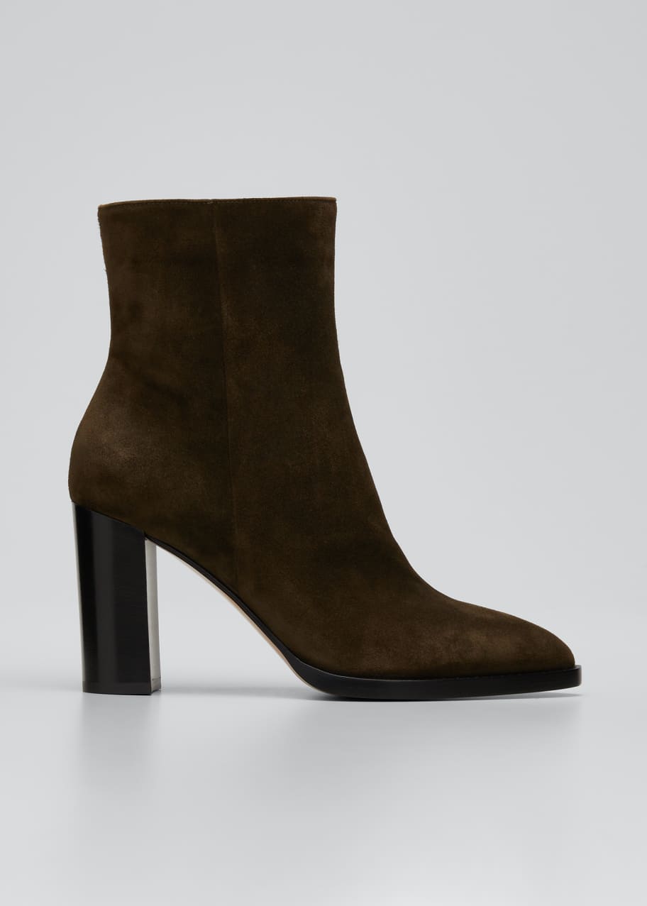 Gianvito Rossi 85mm Point-Toe Suede Double-Sole Booties - Bergdorf Goodman