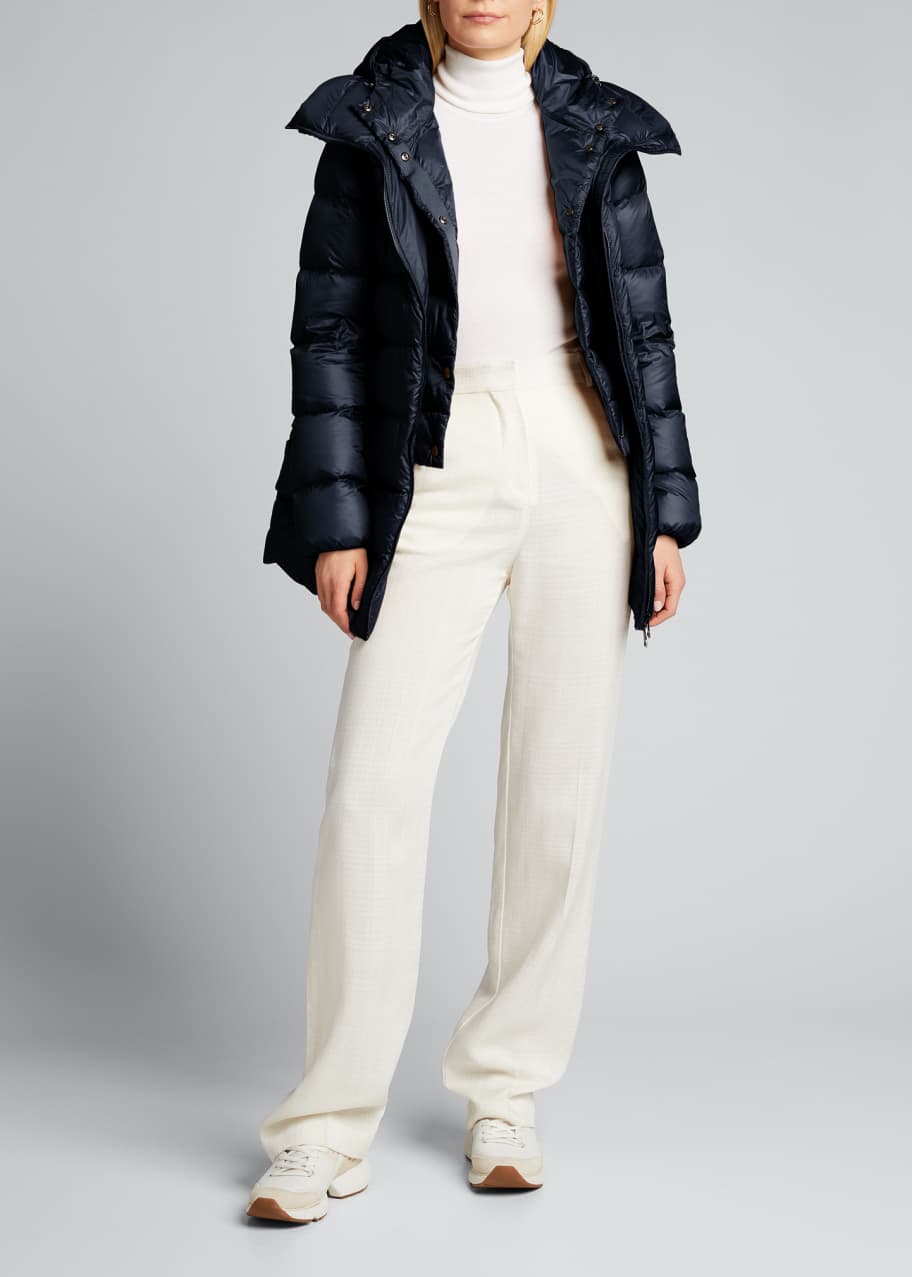 Moncler Anges Mid-Length Coat w/Bib - Bergdorf Goodman