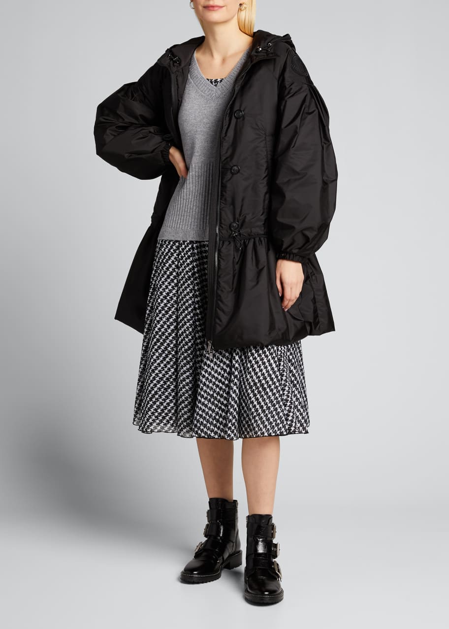 MONCLER ブラック 裾フリルジャケット BELLEUSE Moncler Kended Nylon Drop-Waist Peplum Jacket - Bergdorf Goodman
