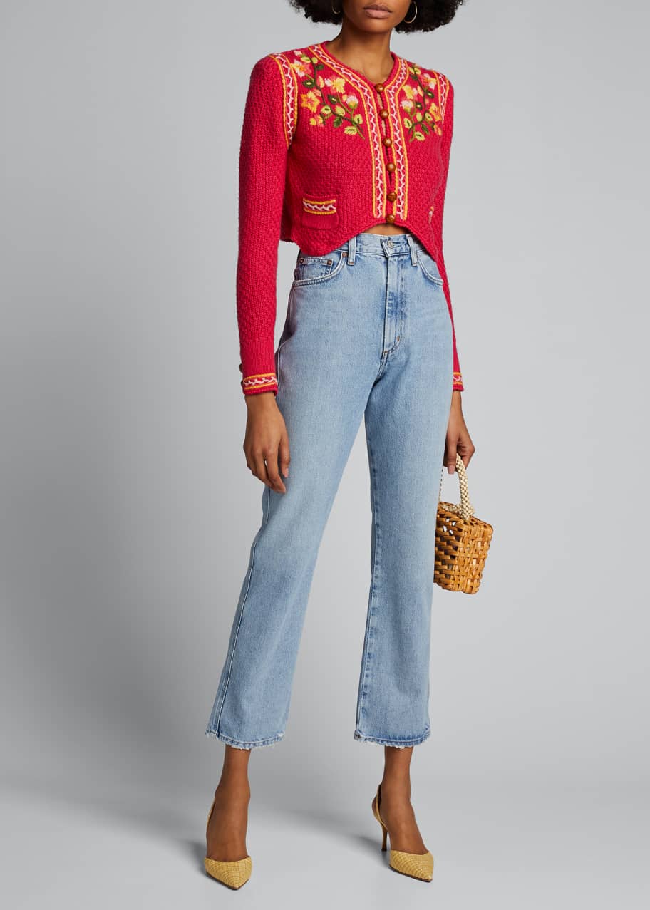 Image 1 of 1: Flynn Cropped Cardigan with Embroidery