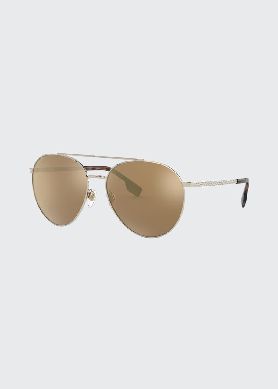 Burberry check arm aviator hotsell sunglasses