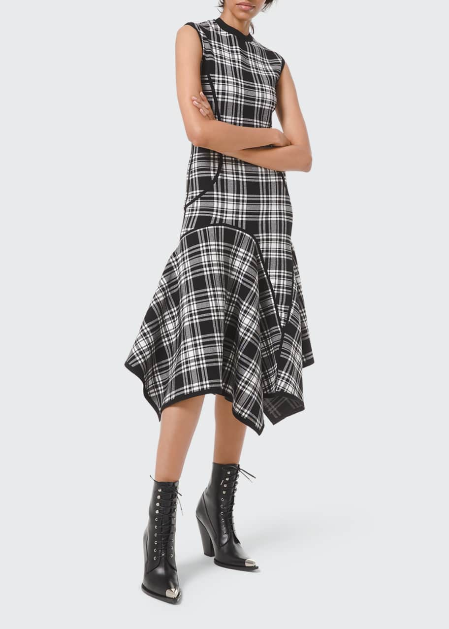 Image 1 of 1: Double-Knit Plaid Handkerchief Dress