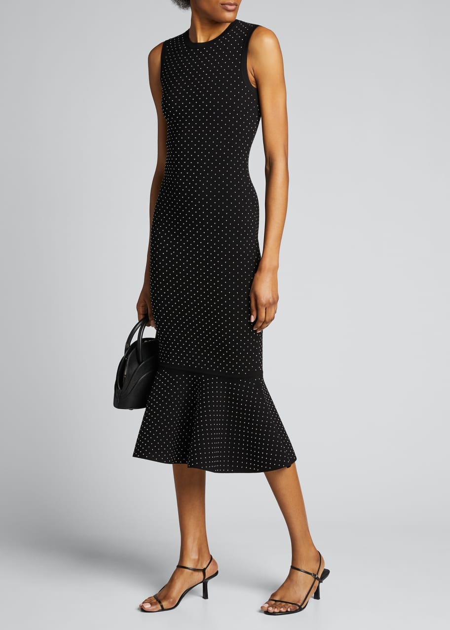 Image 1 of 1: Studded Double-Knit Mermaid Midi Dress