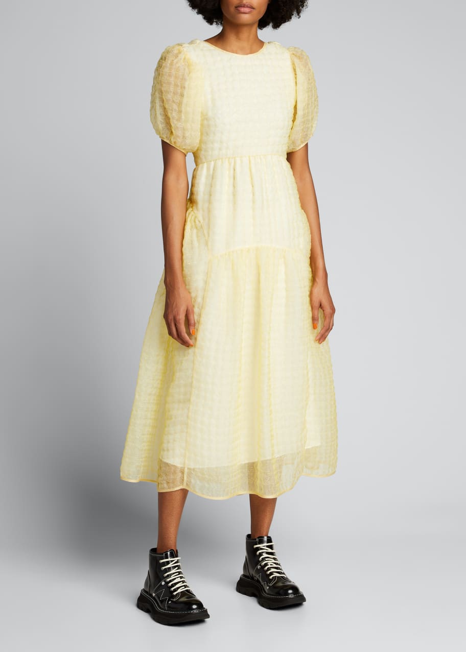 cecilie bahnsen open back dress Cecilie Bahnsen Silk Open-Back Fang Dress In Green - 64% Off