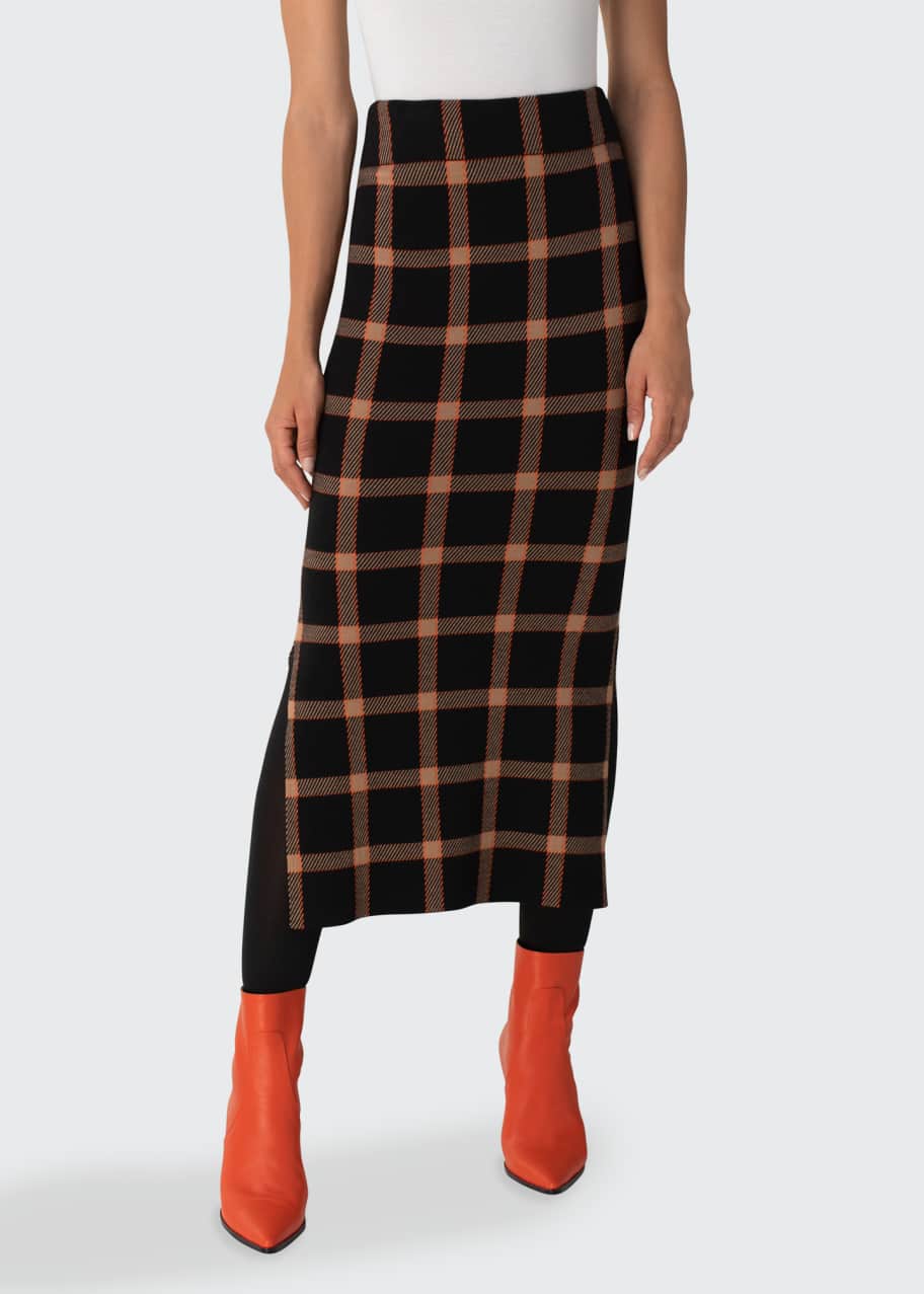 Image 1 of 1: Check Milano Knit Midi Pencil Skirt