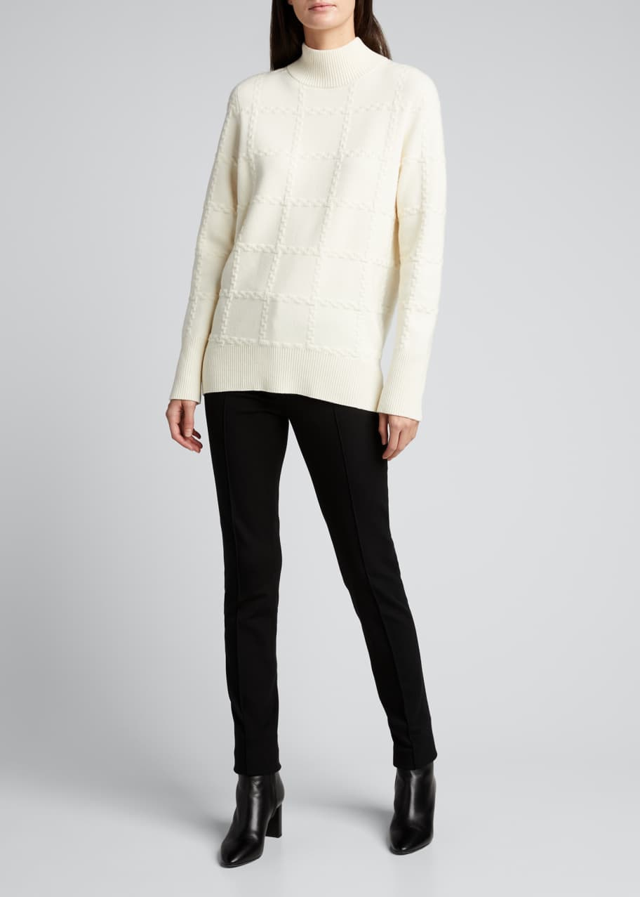 Image 1 of 1: Wool-Cashmere Intarsia Knit Turtleneck Sweater