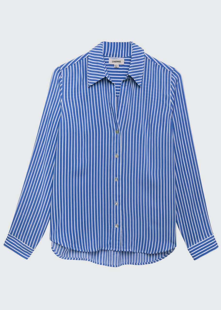Image 1 of 1: Holly Striped Long-Sleeve Blouse