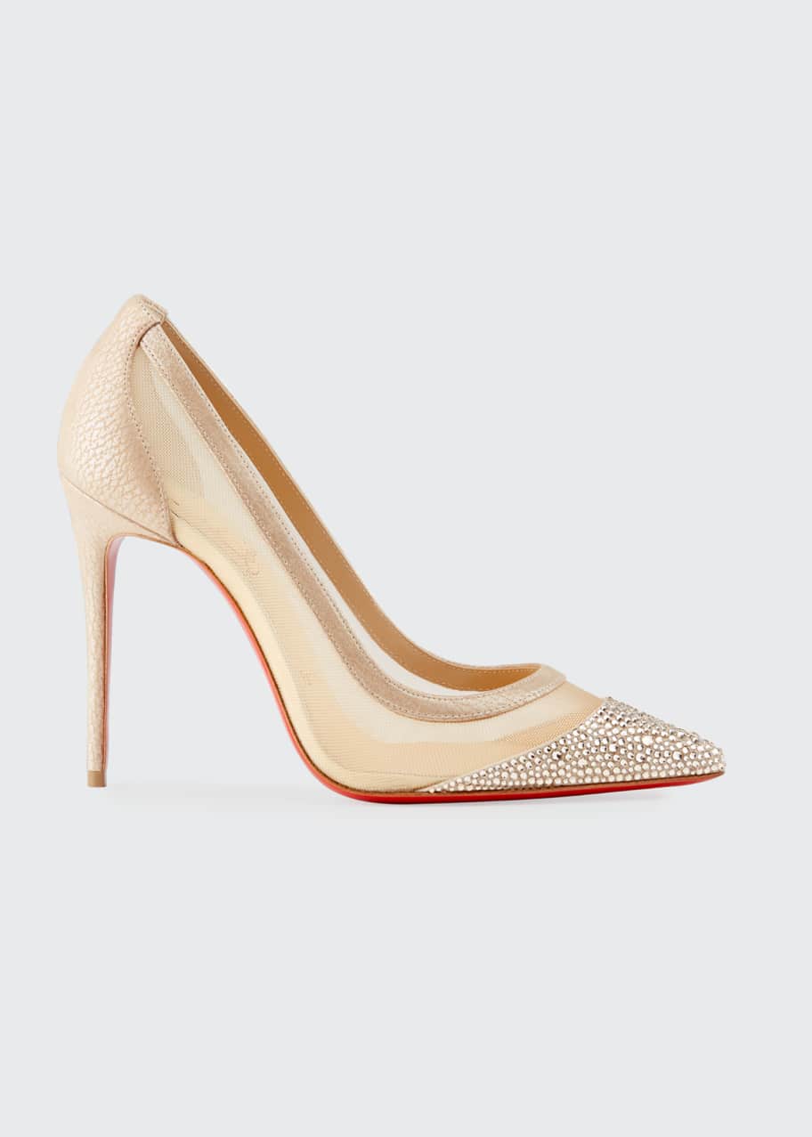christian louboutin galativi mesh pointed red sole flats