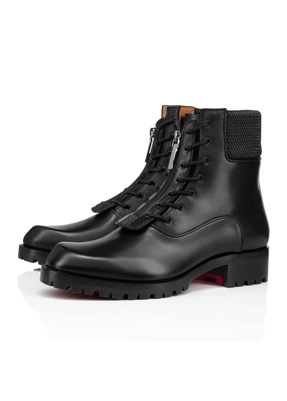 Christian Louboutin Men's Our Fight Zip Leather Combat Boots