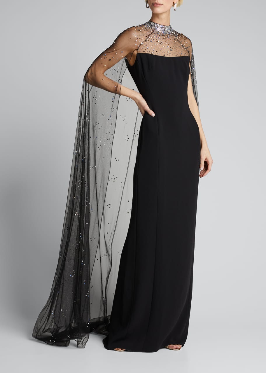 Jenny Packham Pearle Cape Gown - Bergdorf Goodman