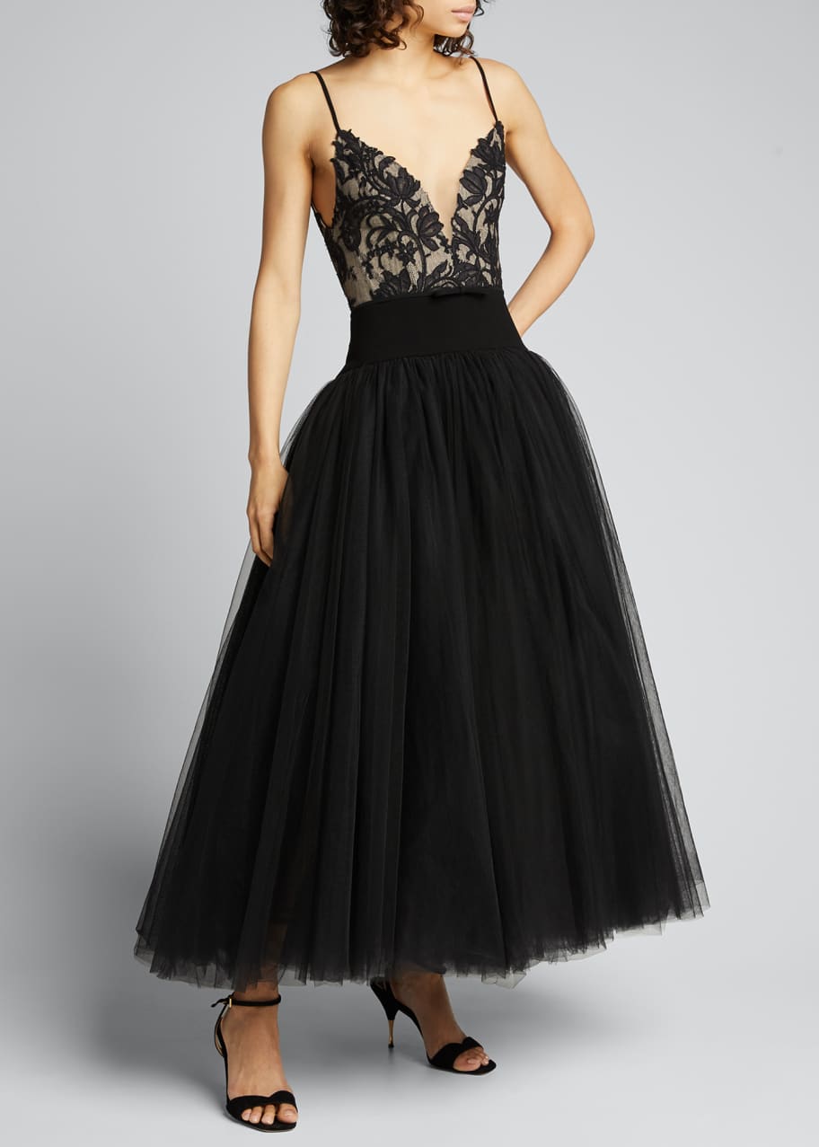 Monique Lhuillier Embroidered Lace Bodice Cocktail Dress - Bergdorf Goodman