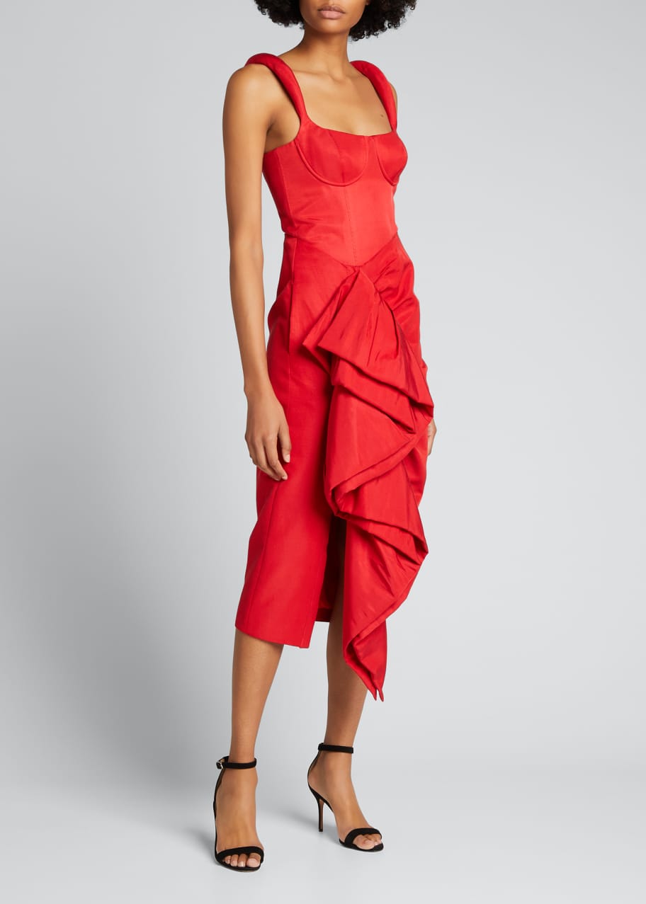 Image 1 of 1: Cascading Ruffle Midi Dress