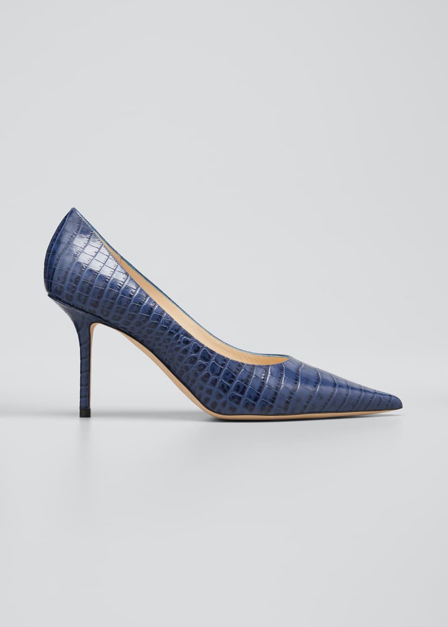 Image 1 of 1: Love 85mm Croc-Embossed Leather Pumps